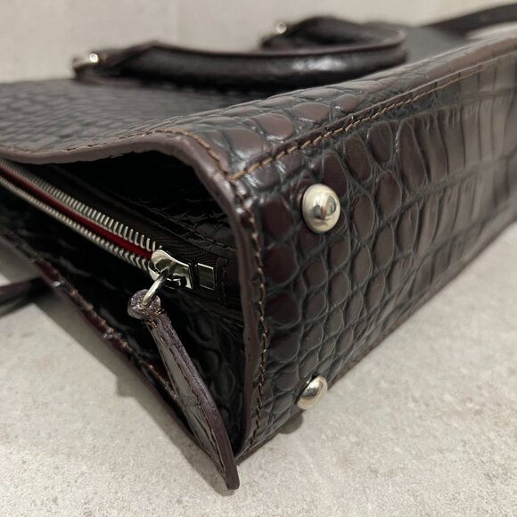 DOONEY & BOURKE Vintage Brown Croc Embossed Shoulder Bag Purse - Picture 11 of 11